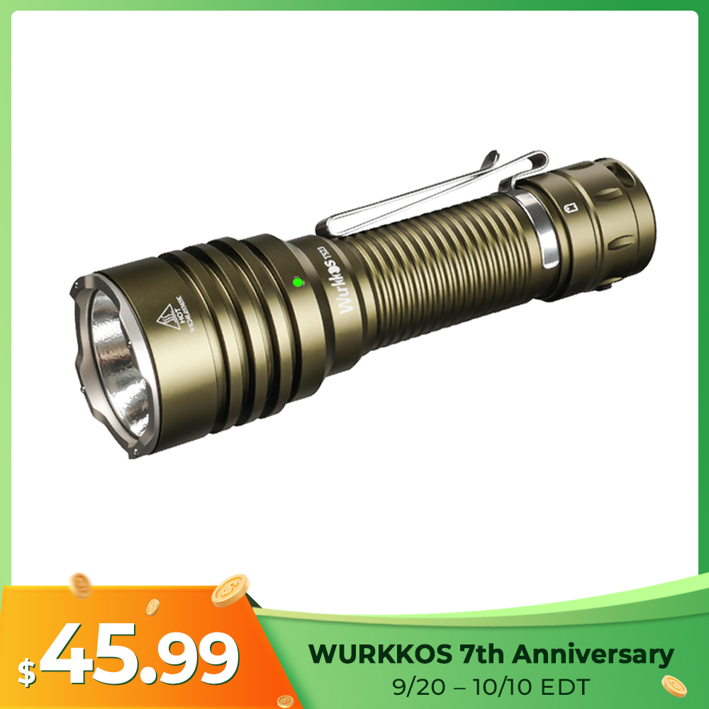 Wurkkos TS23 21700 Tactical Flashlight XHP70.3 HI LED 5000Lm Torch IP68 Waterproof Two Group Mode EDC Tail Switch