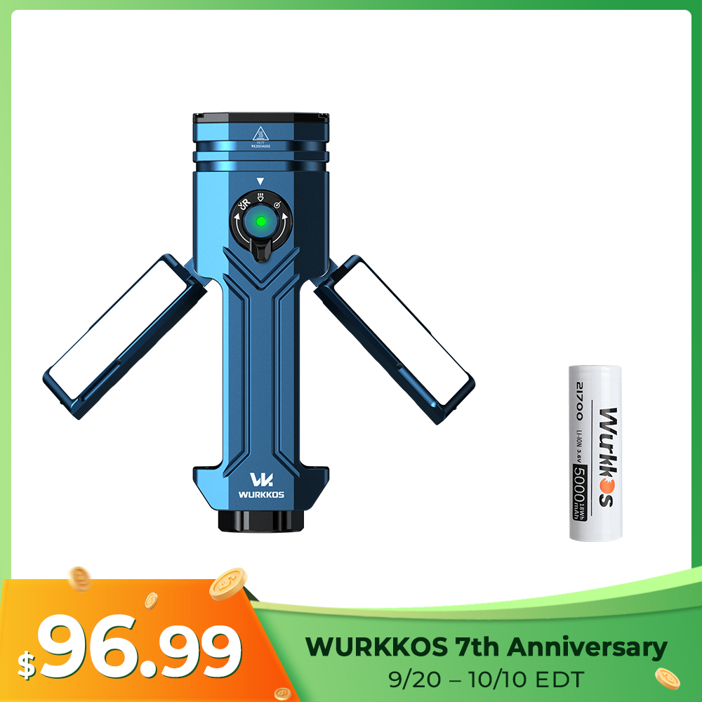 【New Release】WURKKOS HD02 PRO 5-in-1 Tool Light, iF Design Award 2026 Winner, 3200LM Max Output, 330M Max Throw, CRI90 Floodlight, 660nm Red Light , UV Light& Green Beam