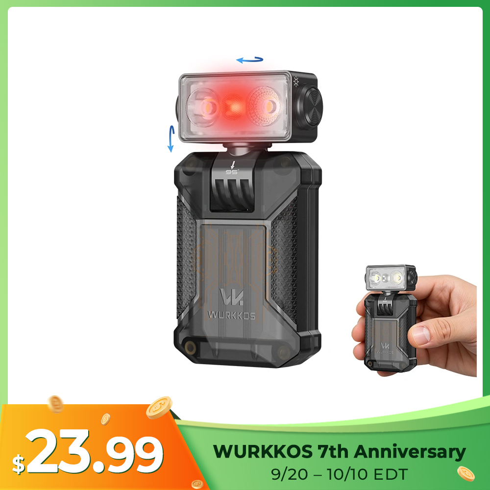 【New Release】WURKKOS HD04 Clip-On EDC Flashlight – 750LM, Multi-Angle 180° Rotating Head, Spotlight/Floodlight/RGB for Outdoor, Work & Emergency