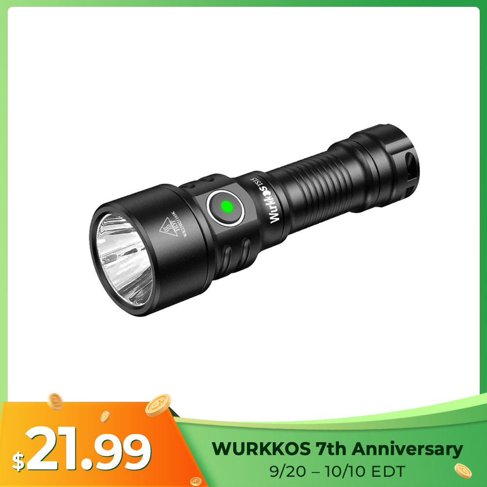 Wurkkos TS15 Mini Thrower EDC Flashlight, 401 Meters, Buck Driver, USB-C Rechargeable, 14500 & AA battery, IP68 Waterproof