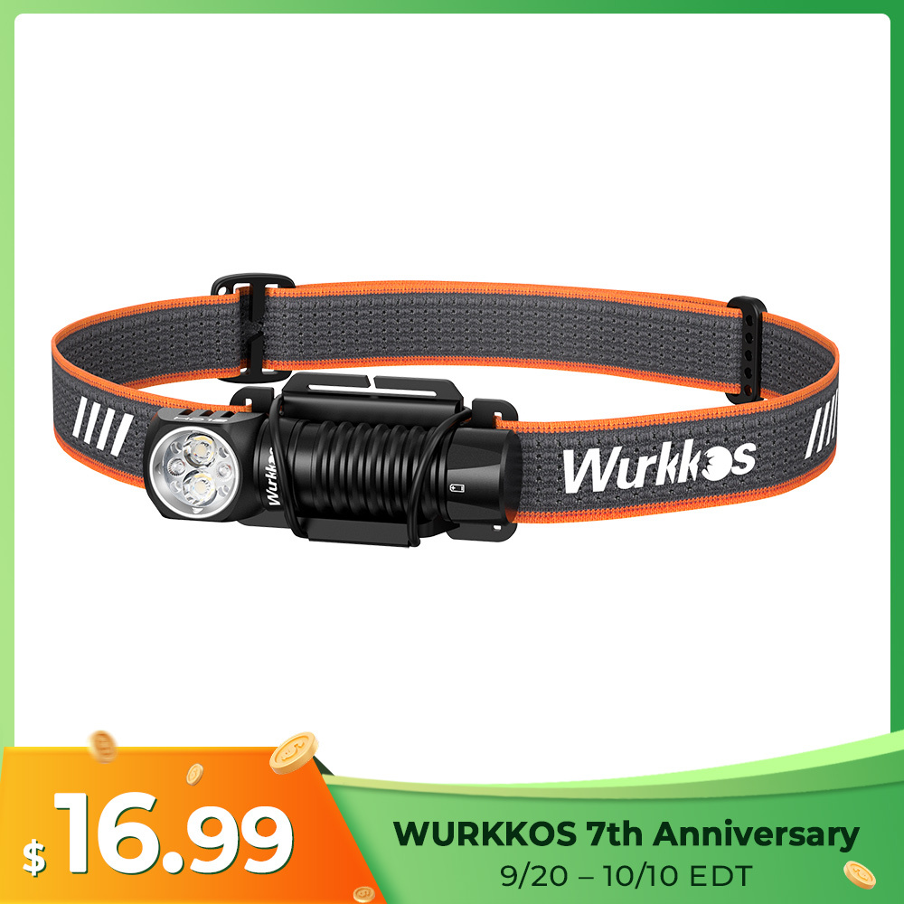 Wurkkos HD12 Mini Angle Light, White&Red Beam, USB C Rechargeable 14500/AA Headlamp ,with Simple UI/Adjustable Headband