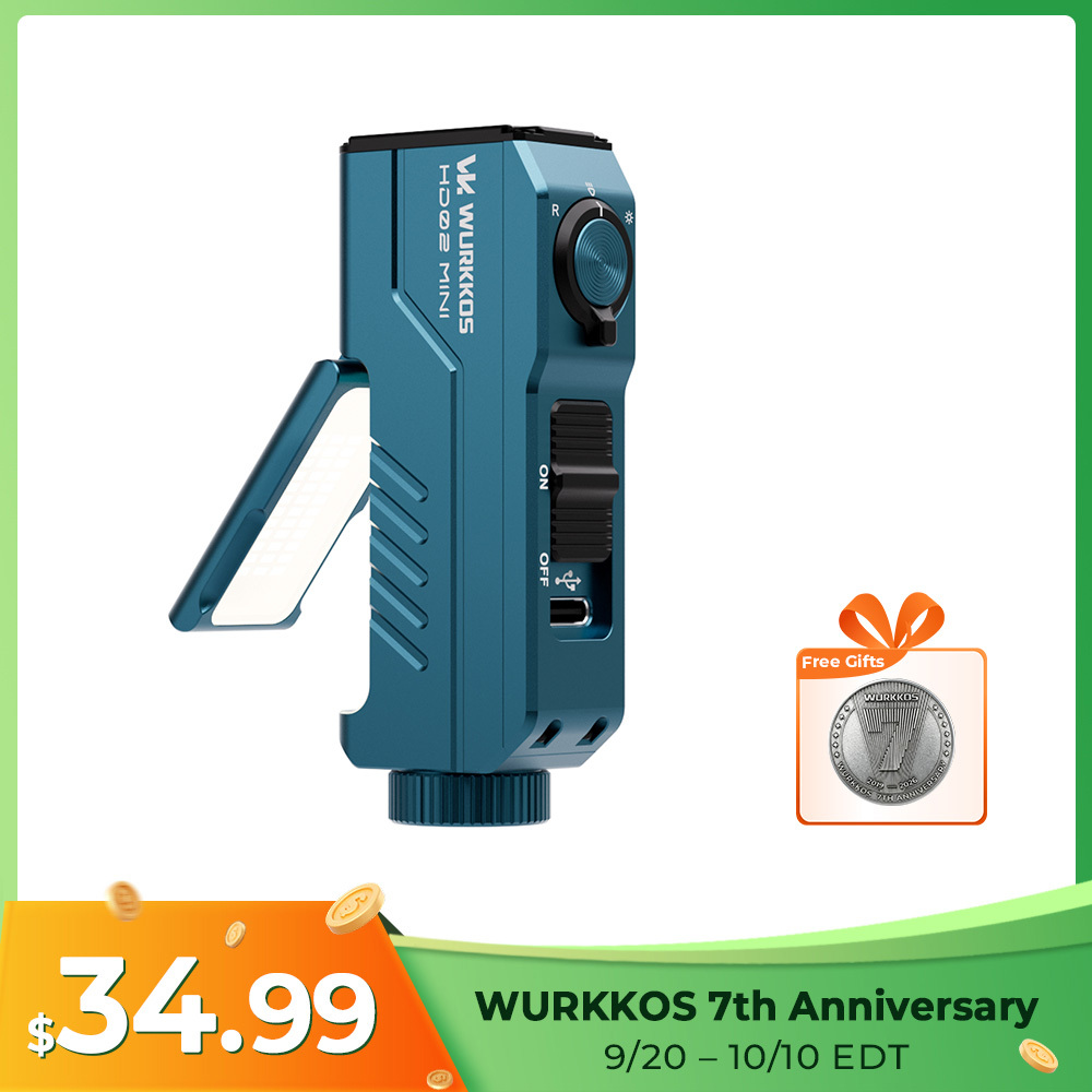 【New Release】Wurkkos HD02MINI EDC Light, 1300LM Pocket-Sized Tool Light with High-CRI Wing Light & Red Light, Detachable-Battery Design