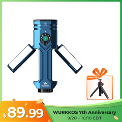 【New Release】WURKKOS HD02 PRO 5-in-1 Tool Light, iF Design Award 2026 Winner, 3200LM Max Output, 330M Max Throw, CRI90 Floodlight, 660nm Red Light , UV Light& Green Beam