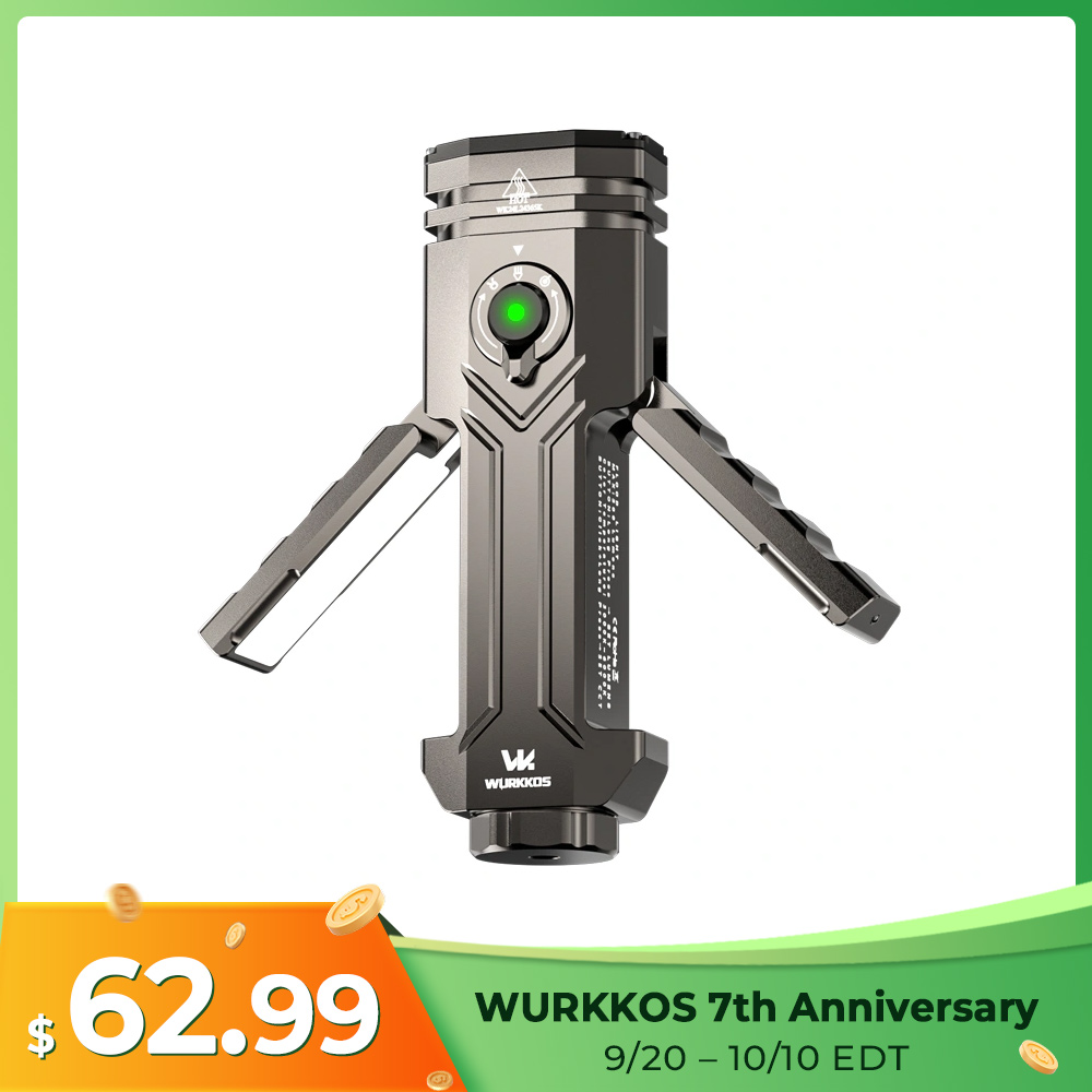 Wurkkos HD02 – 3300 Lm Quad-Beam Flashlight | Magnetic Folding Design