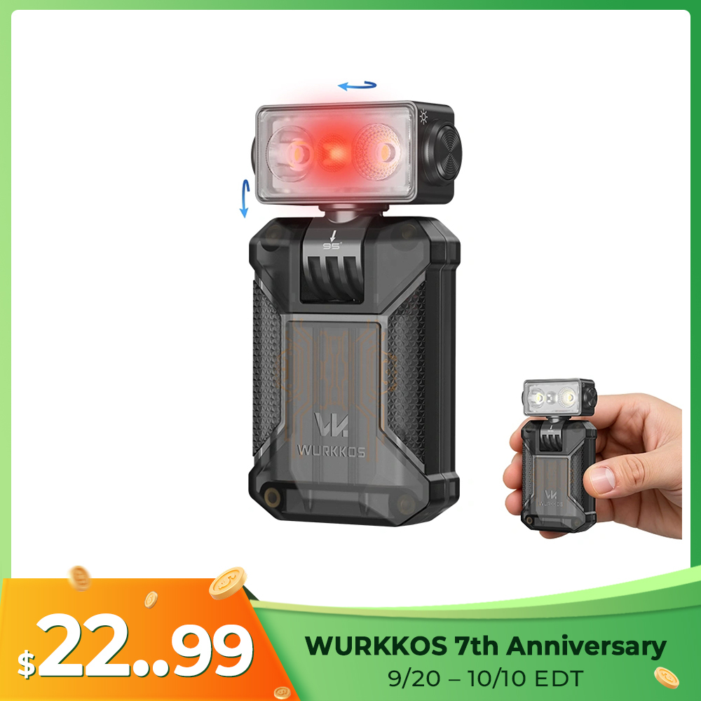 【New Release】WURKKOS HD04 Clip-On EDC Flashlight – 750LM, Multi-Angle 180° Rotating Head, Spotlight/Floodlight/RGB for Outdoor, Work & Emergency