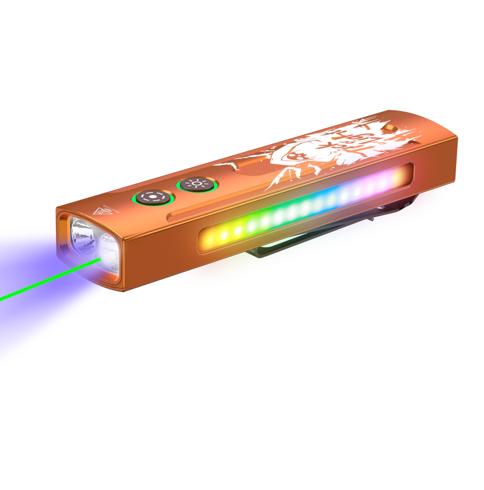 Wurkkos HD01 PRO Flat EDC Flashlight, 365nm UV, Green Laser, White Flood LED, RGB Side Light, Magnetic Tail