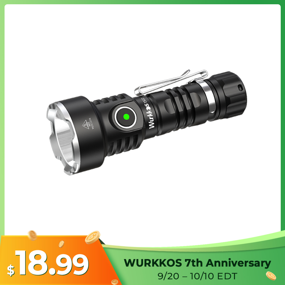 Wurkkos TS12 Mini Thrower EDC Flashlight, 1350LM 473Meters Powerful USB C Rechargeable Light
