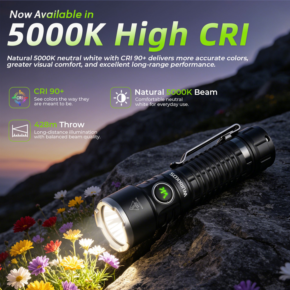 Wurkkos TS28 3200 Lumens EDC Flashlight, Ultra Long Range 506m, Stainless Steel Bezel, Magnetic Tail, IPX8,21700 Battery Included