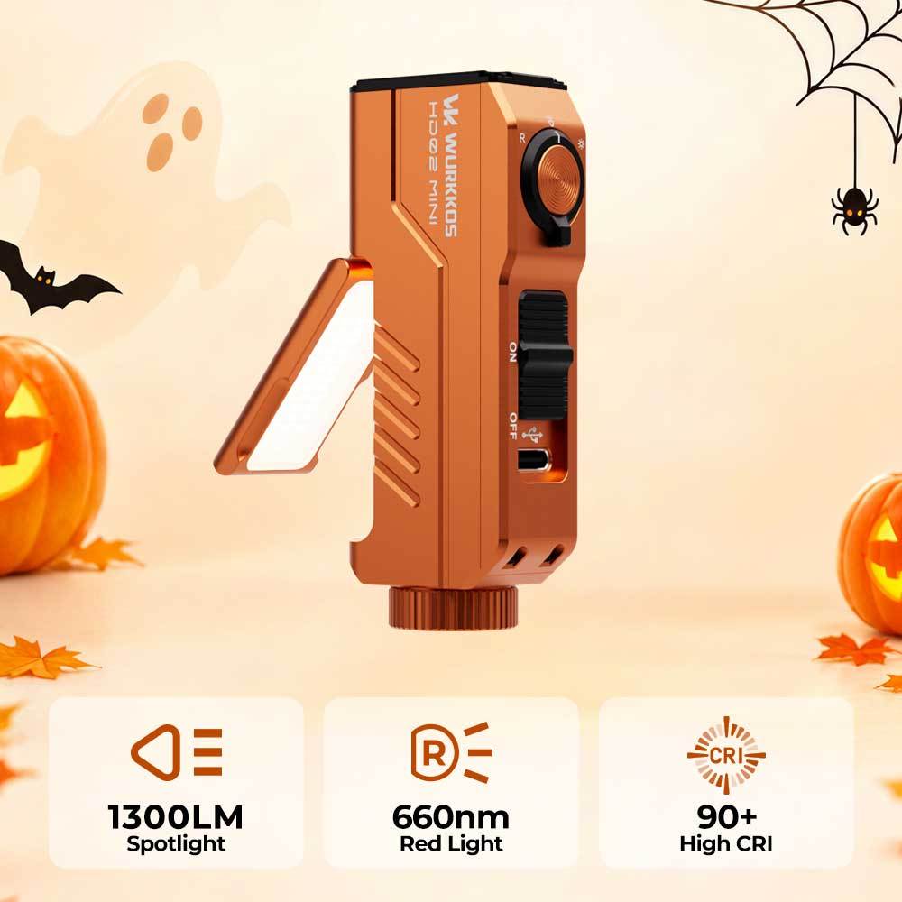 【New Release】Wurkkos HD02MINI EDC Light, 1300LM Pocket-Sized Tool Light with High-CRI Wing Light & Red Light, Detachable-Battery Design