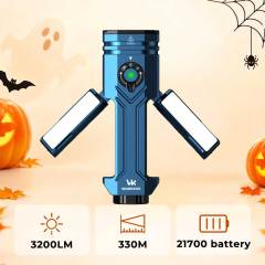 【New Release】WURKKOS HD02 PRO 5-in-1 Tool Light, iF Design Award 2026 Winner, 3200LM Max Output, 330M Max Throw, CRI90 Floodlight, 660nm Red Light , UV Light& Green Beam