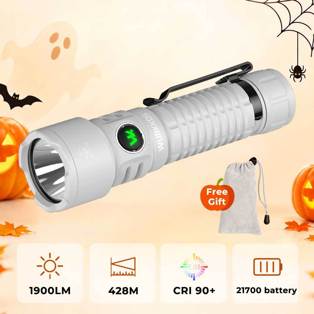 Wurkkos TS28 Compact Long-Range EDC Flashlight, High-CRI Option, Stainless Steel Bezel, Magnetic Tailcap, IPX8, 21700 Battery Included