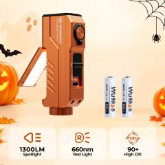 【New Release】Wurkkos HD02MINI EDC Light, 1300LM Pocket-Sized Tool Light with High-CRI Wing Light & Red Light, Detachable-Battery Design