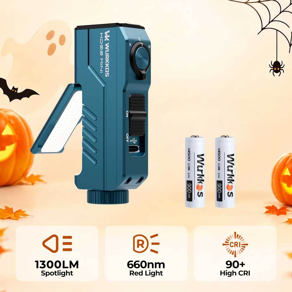 【New Release】Wurkkos HD02MINI EDC Light, 1300LM Pocket-Sized Tool Light with High-CRI Wing Light & Red Light, Detachable-Battery Design
