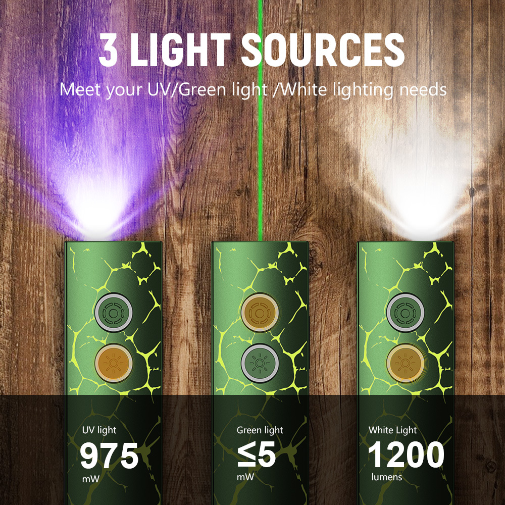 Wurkkos HD01 PRO Flat EDC Flashlight, 365nm UV, Green Laser, White Flood LED, RGB Side Light, Magnetic Tail