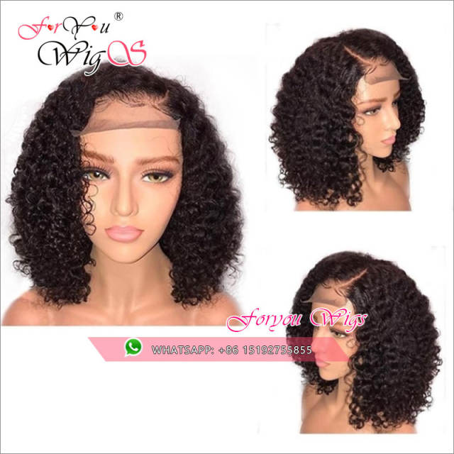 250% density human hair lace front bob wigs curly ,Brazilian short hair bob wigs Pre Plucked