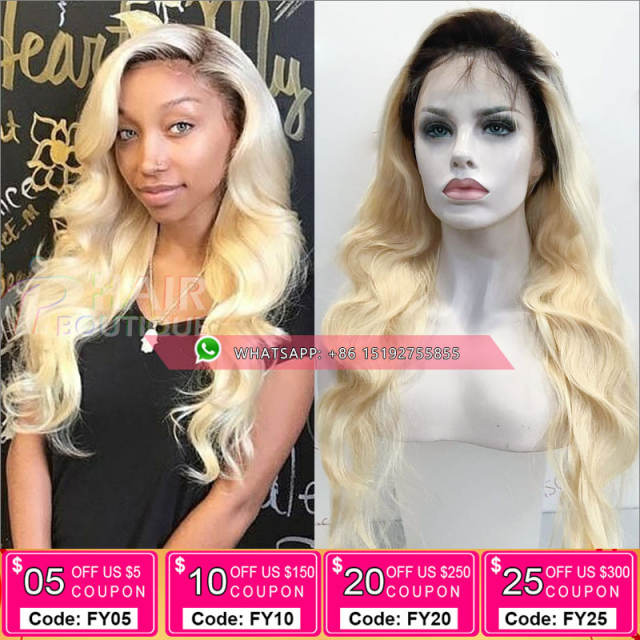 Fashion body wave Full Lace Human Hair Wigs #1b/613 T color Full Lace Wigs With Baby Hair Pre Plucked