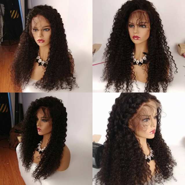 Wholesale Tight curly full lace Wig  human hair  bleached knots,brazilian lace wig with baby hair