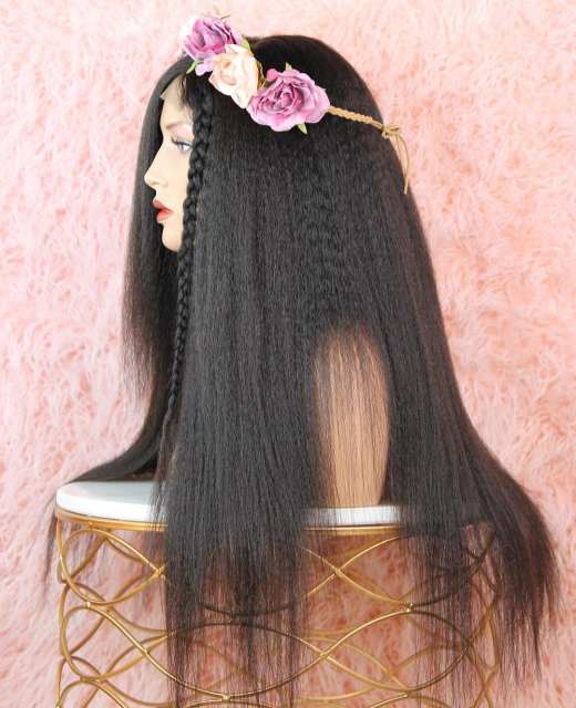 Factory direct sale Kinky straight  African American  full lace wigs with baby hair