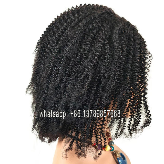 Beautiful Black Kinky Curly Clip in Human Hair U Part Wig Afro Curly Hairpieces Non Lace Front Human Hair Wigs