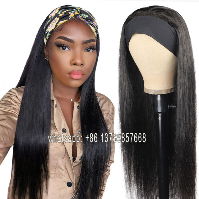 Malaysian Straight Headband Wig Human Hair Remy Headband Wigs For Black Women Natural Black Human Hair Wigs With Headband
