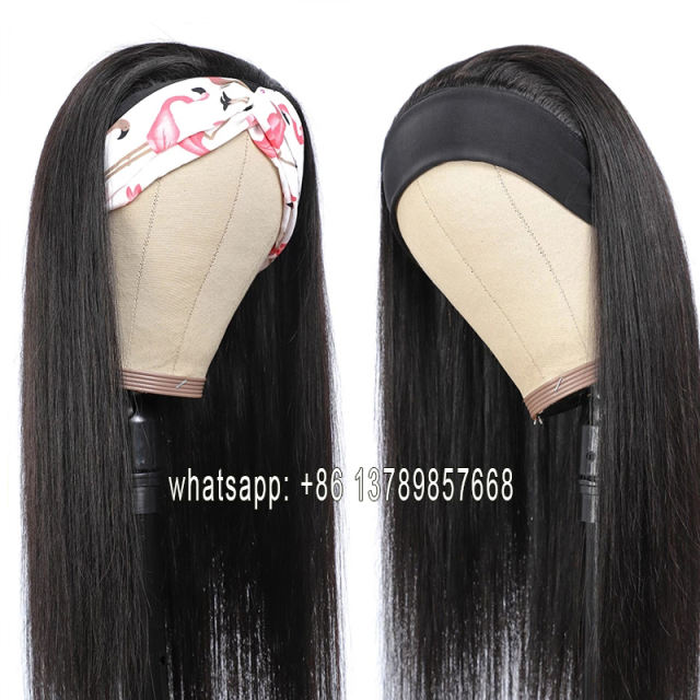 Malaysian Straight Headband Wig Human Hair Remy Headband Wigs For Black Women Natural Black Human Hair Wigs With Headband