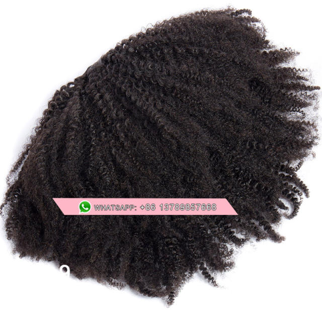 Free shipping drawstring ponytail for black women Afro kinky curly human hair ponytail afro puff updo clip in hair extension