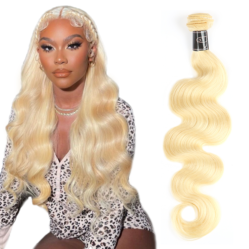 Double Weft Human Hair Blonde 613 Body Wave Bundles
