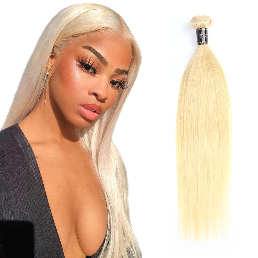 Double Weft Human Hair Blonde 613 Straight Bundles