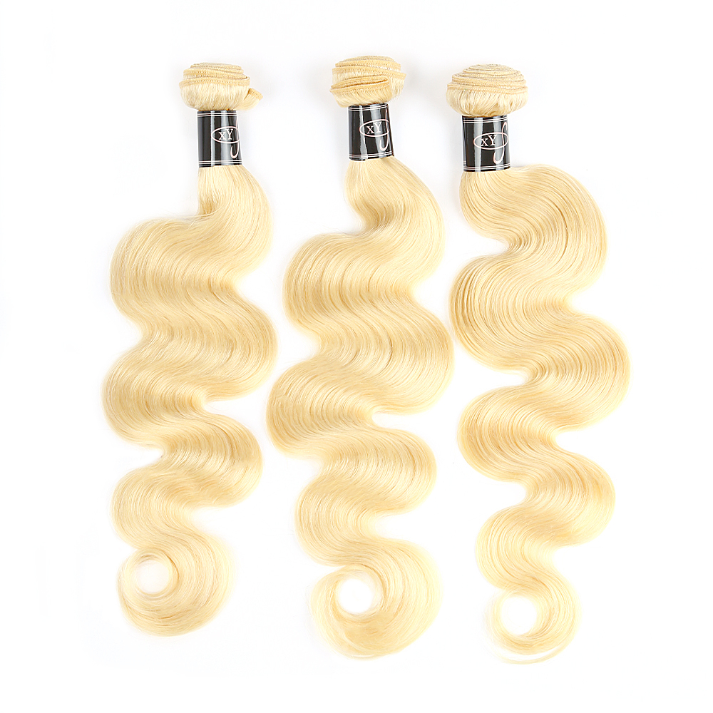 Double Weft Human Hair Blonde 613 Body Wave Bundles