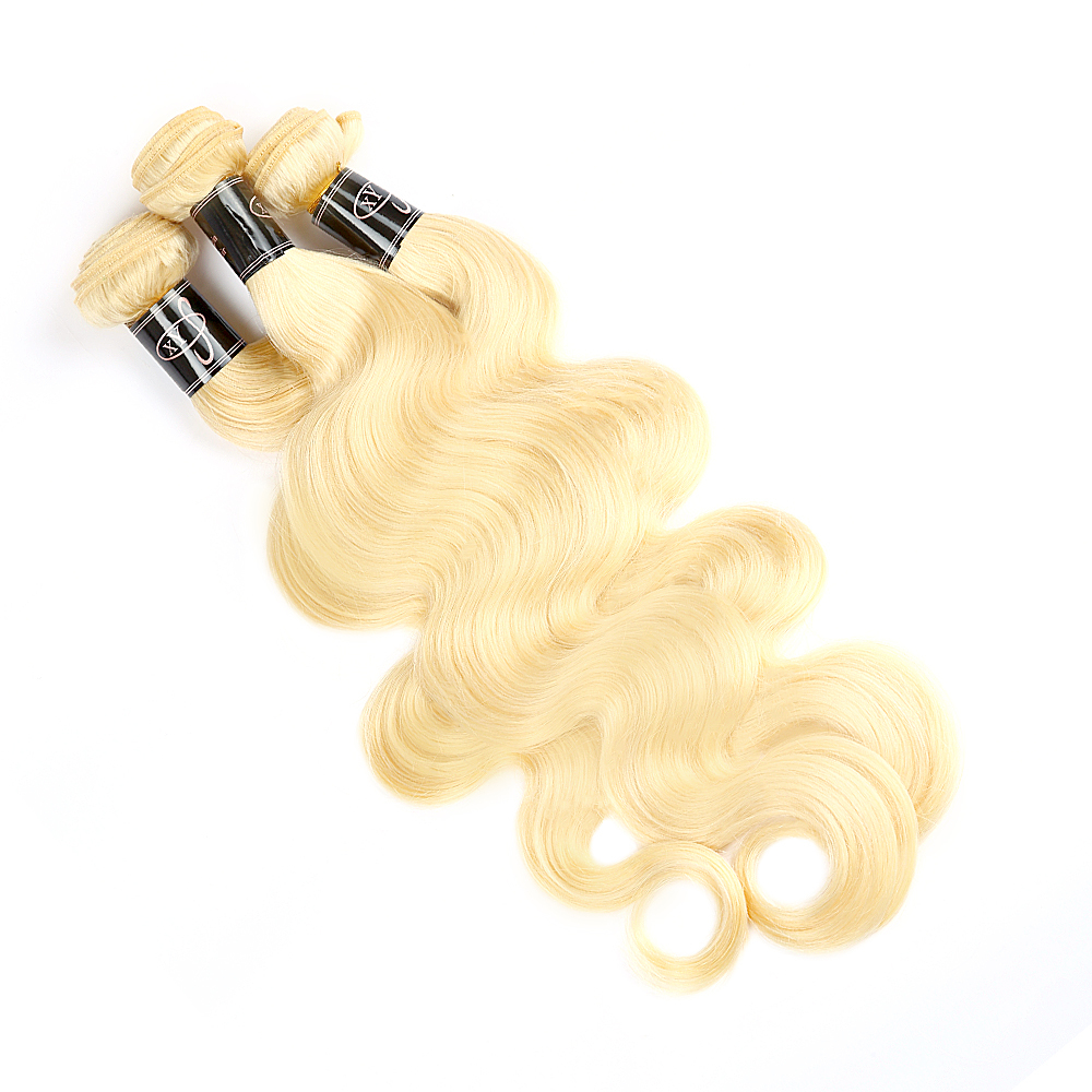 Double Weft Human Hair Blonde 613 Body Wave Bundles