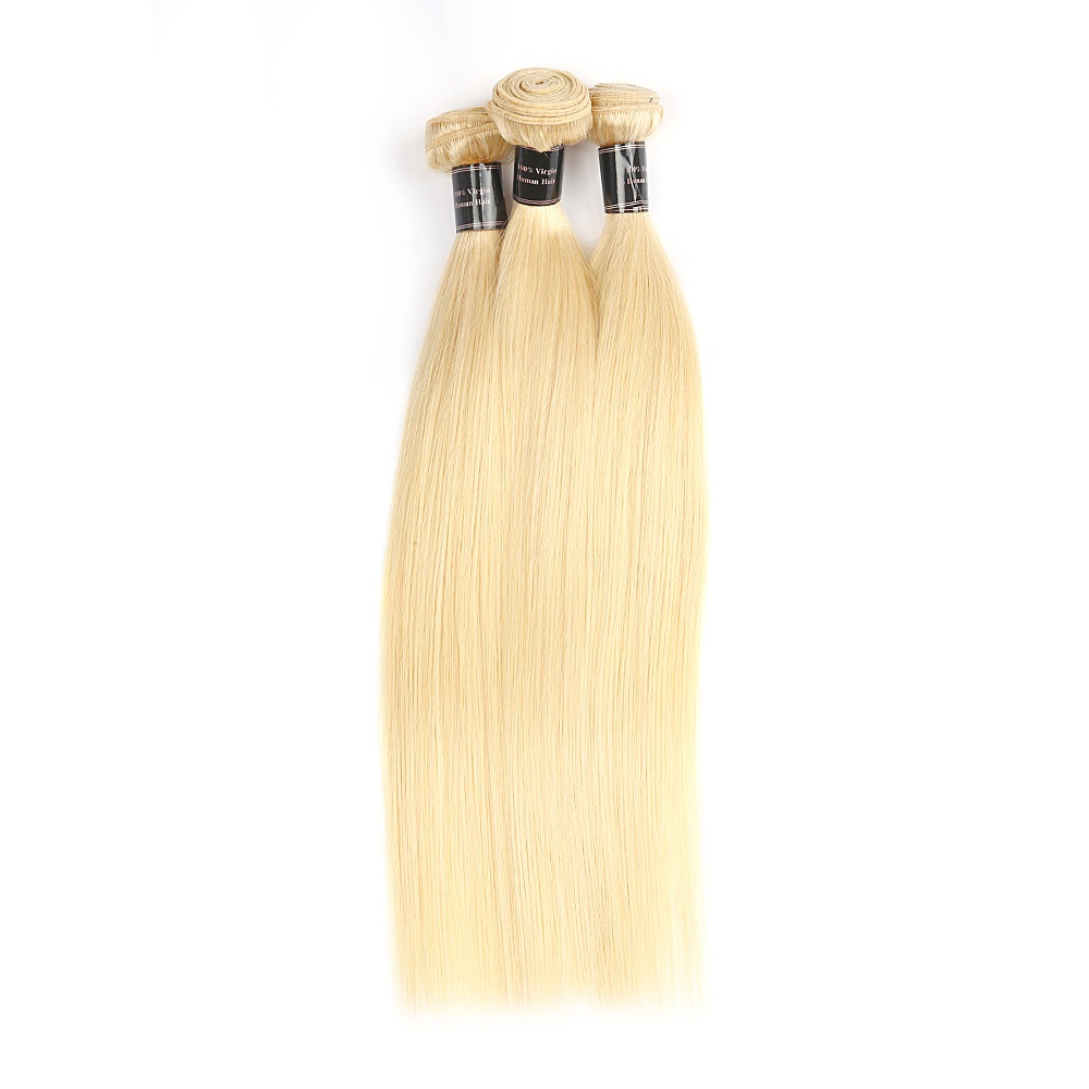 Double Weft Human Hair Blonde 613 Straight Bundles