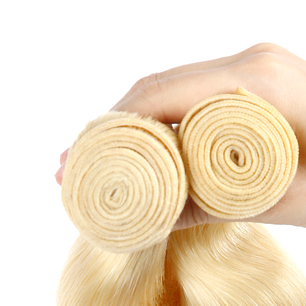 Double Weft Human Hair Blonde 613 Body Wave Bundles