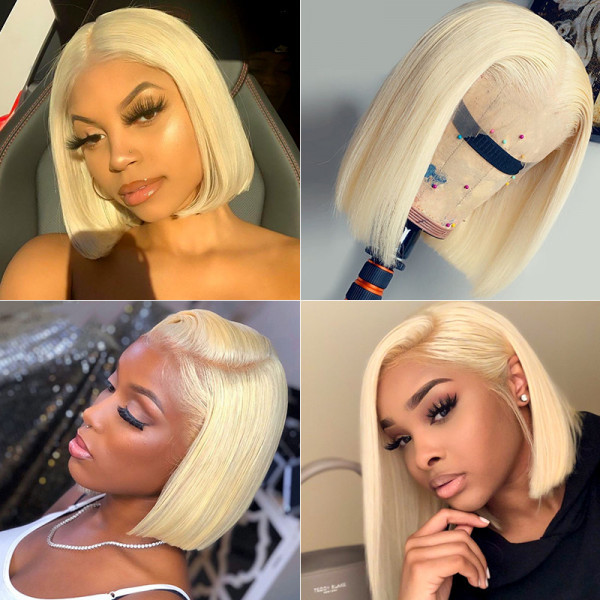 613 Straight Blonde Bob Wigs Lace Frontal Wigs For Sale