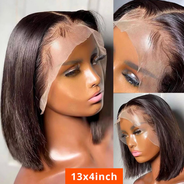 Nature  Bob Lace Frontal Wigs Straight Hair 180% Density