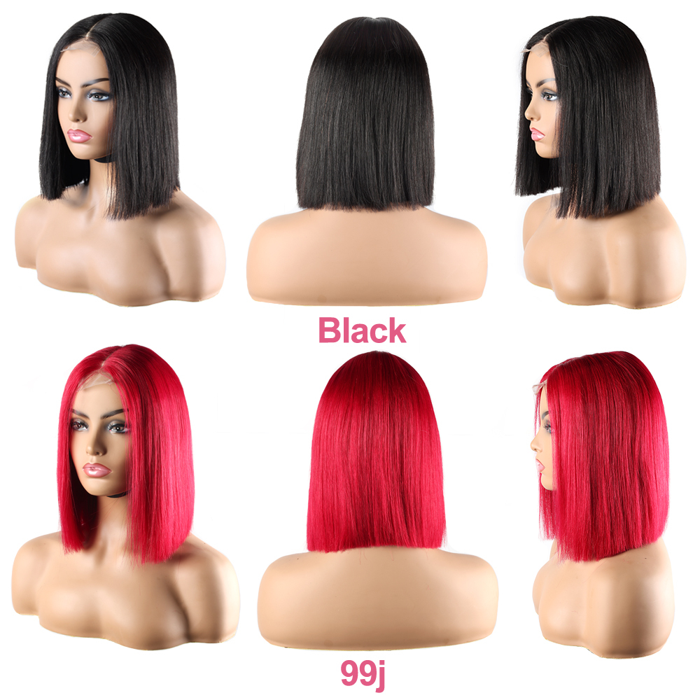 XYS Hair  Double Drawn 2x6 Closure Colored Bob  Wigs 200%  Density Without Short Hair