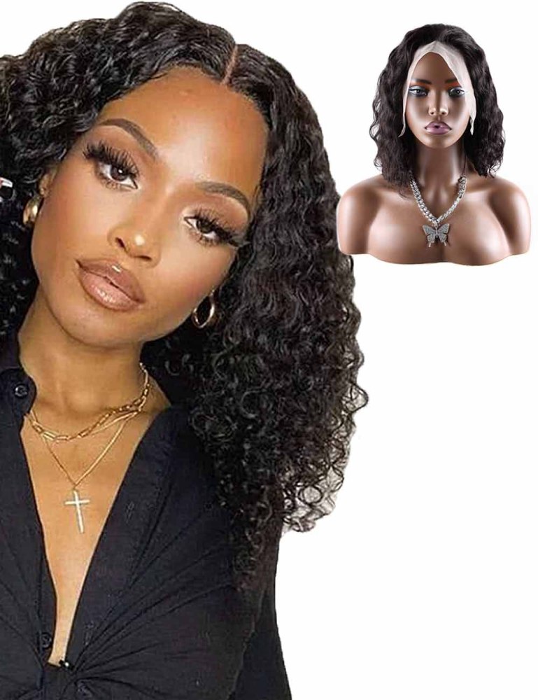 Nature  Bob Lace Frontal Wigs 180% Density Italian Curly