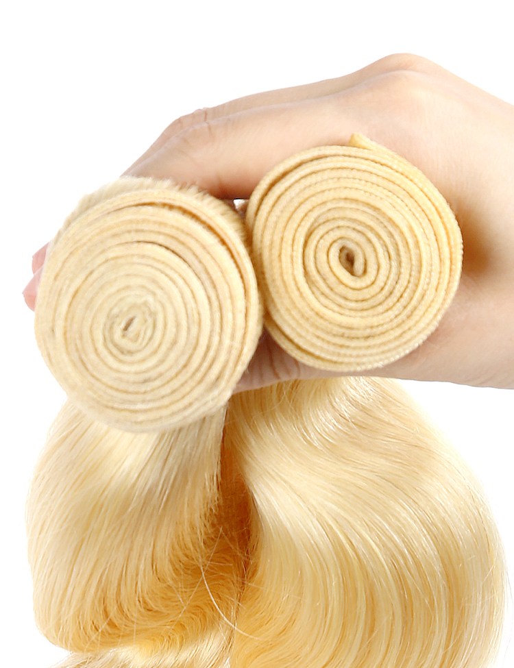 Double Weft Human Hair Blonde 613 Body Wave Bundles
