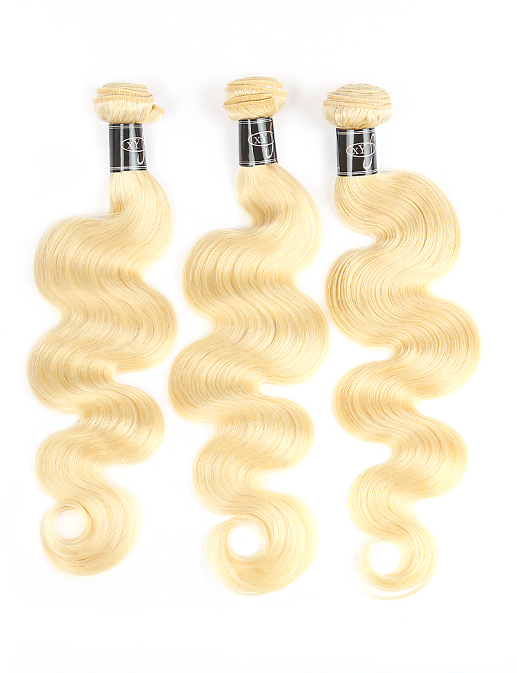 Double Weft Human Hair Blonde 613 Body Wave Bundles