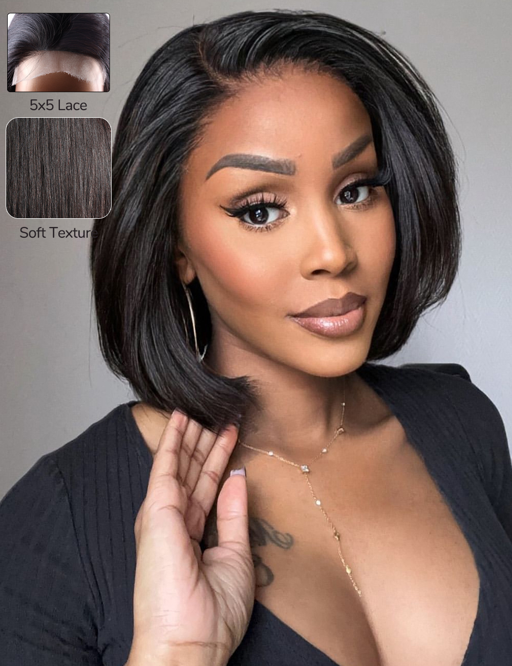 XYS Hair Straight Human Hair 5x5 HD Lace Cloure Wig 180% Density