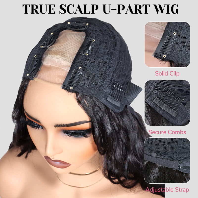 XYS Hair Body Wave U Part Wig Natural Color Human Wig 100% Human Hair