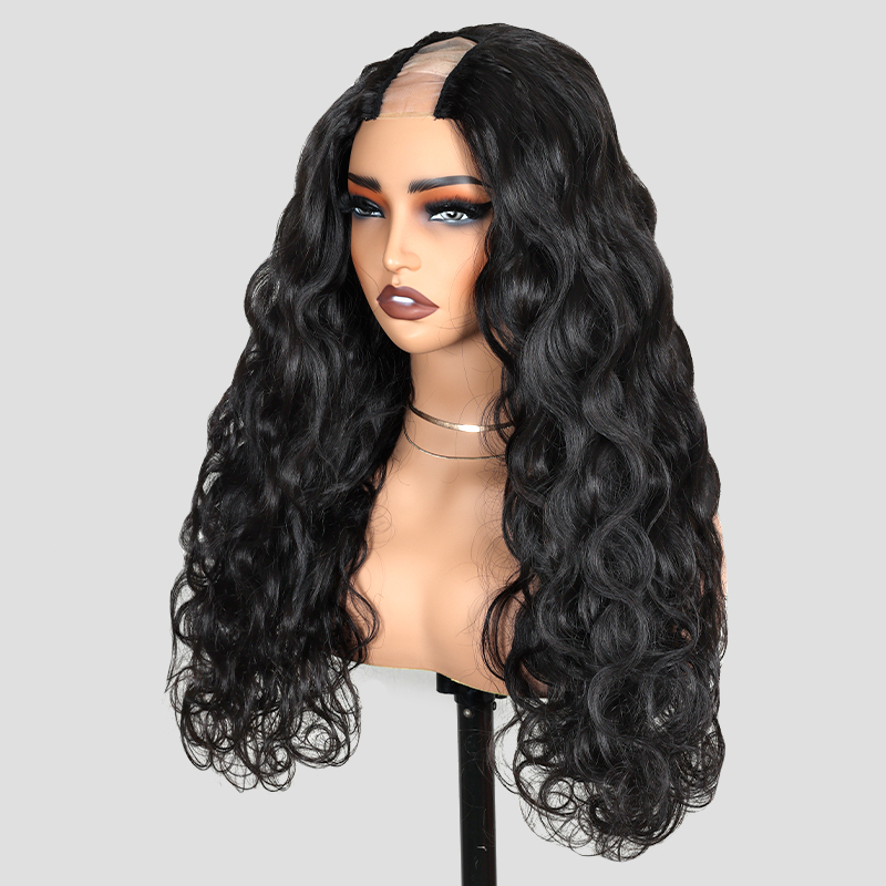 XYS Hair Body Wave U Part Wig Natural Color Human Wig 100% Human Hair