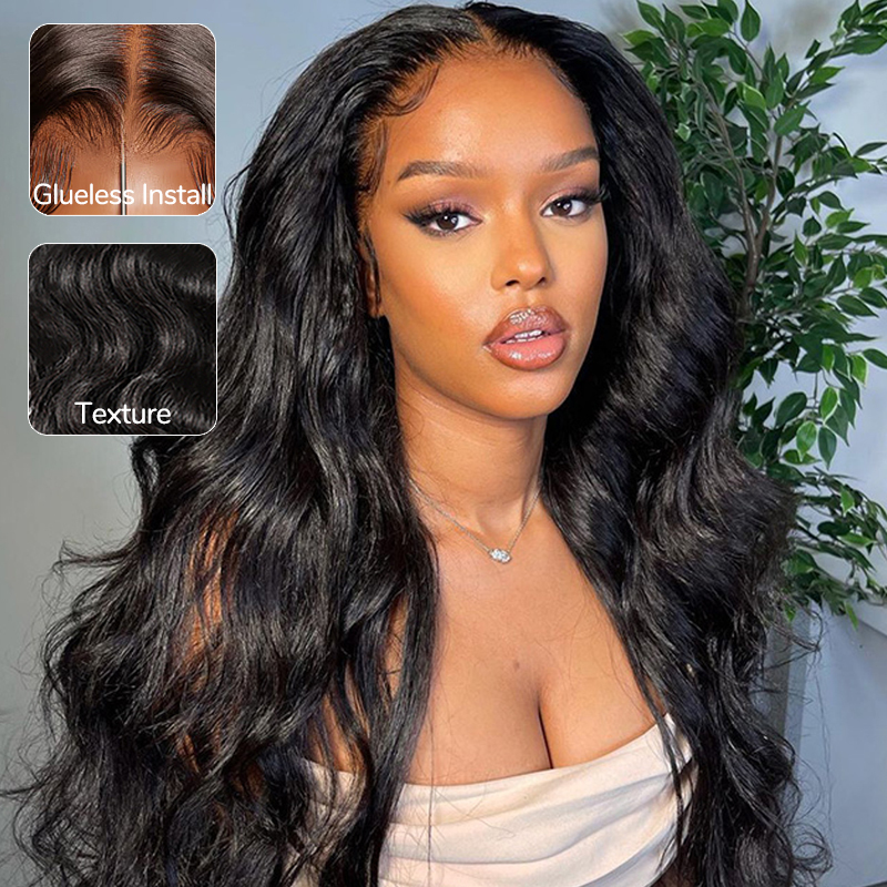 XYS Hair 7x6 HD Lace Closure Wigs Loose Body Wave Hair Black Human Hair Wigs 180% Density