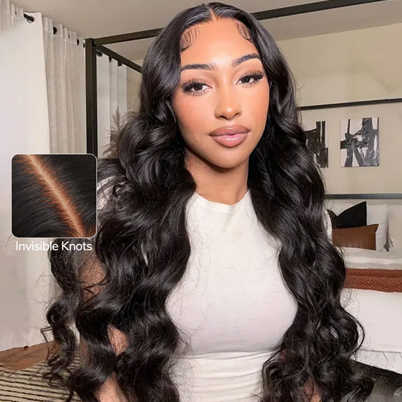 XYS Hair 7x6 HD Lace Closure Wigs Loose Body Wave Hair Black Human Hair Wigs 180% Density