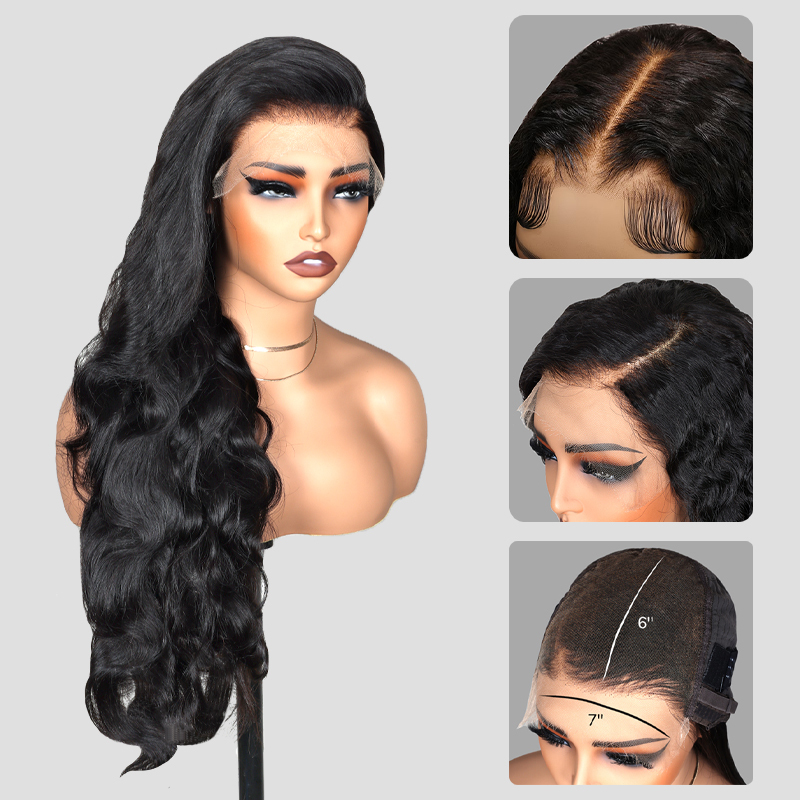 XYS Hair 7x6 HD Lace Front Wigs Body Wave Glueless Wig Ready To Wear Pre Bleached
