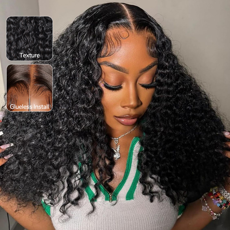 XYS Hair Pre Cut 7x6 HD Lace Burmese Curly Glueless Wigs With Natural Hair Line