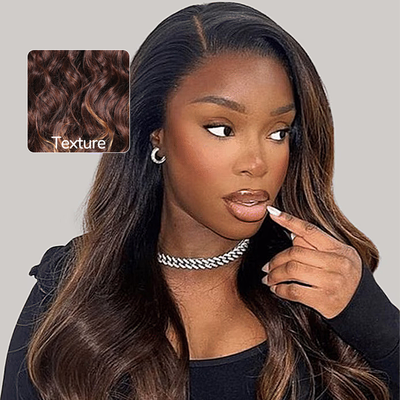 XYS Hair 7x6 Brown Ombre Loose Body Wave Wig Glueless Lace Wigs Ready To Go Wigs