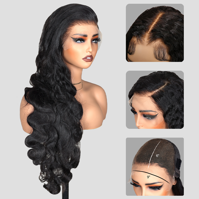 XYS Hair Body Wave 9x6 Invisible HD Lace Glueless Wear And Go Wigs Human Hair