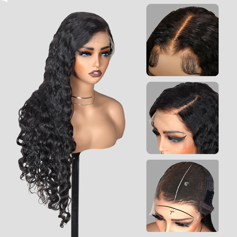 XYS Hair 7x6 Water Wave Bye-Bye Knots Wig Wear And Go Glueless Wigs With Natural Hair Line