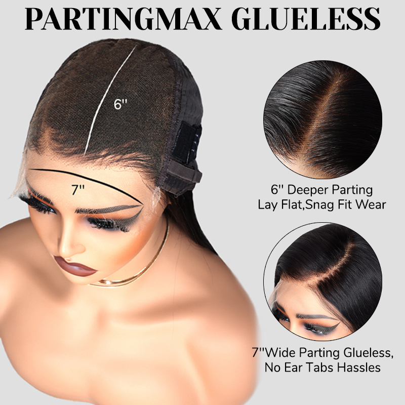 XYS Hair 7x6 HD Lace Closure Wigs Loose Body Wave Hair Black Human Hair Wigs 180% Density