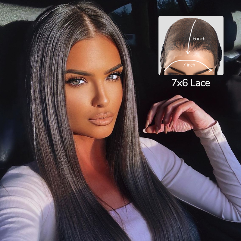 XYS Hair 7x6 HD Lace Straight Glueless Wigs With Pre-Bleached Invisible Knots